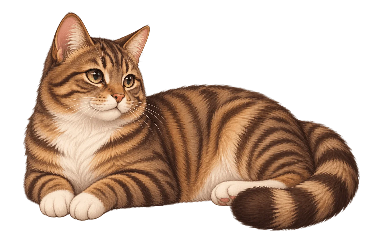 一只暖棕色虎斑猫，等着被摸